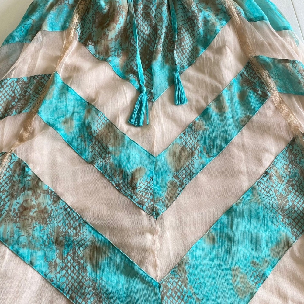 Mushka by Sienna Rose Turquoise Snakeskin Chevron Strapless Maxi Dress Womens M - Picture 8 of 14